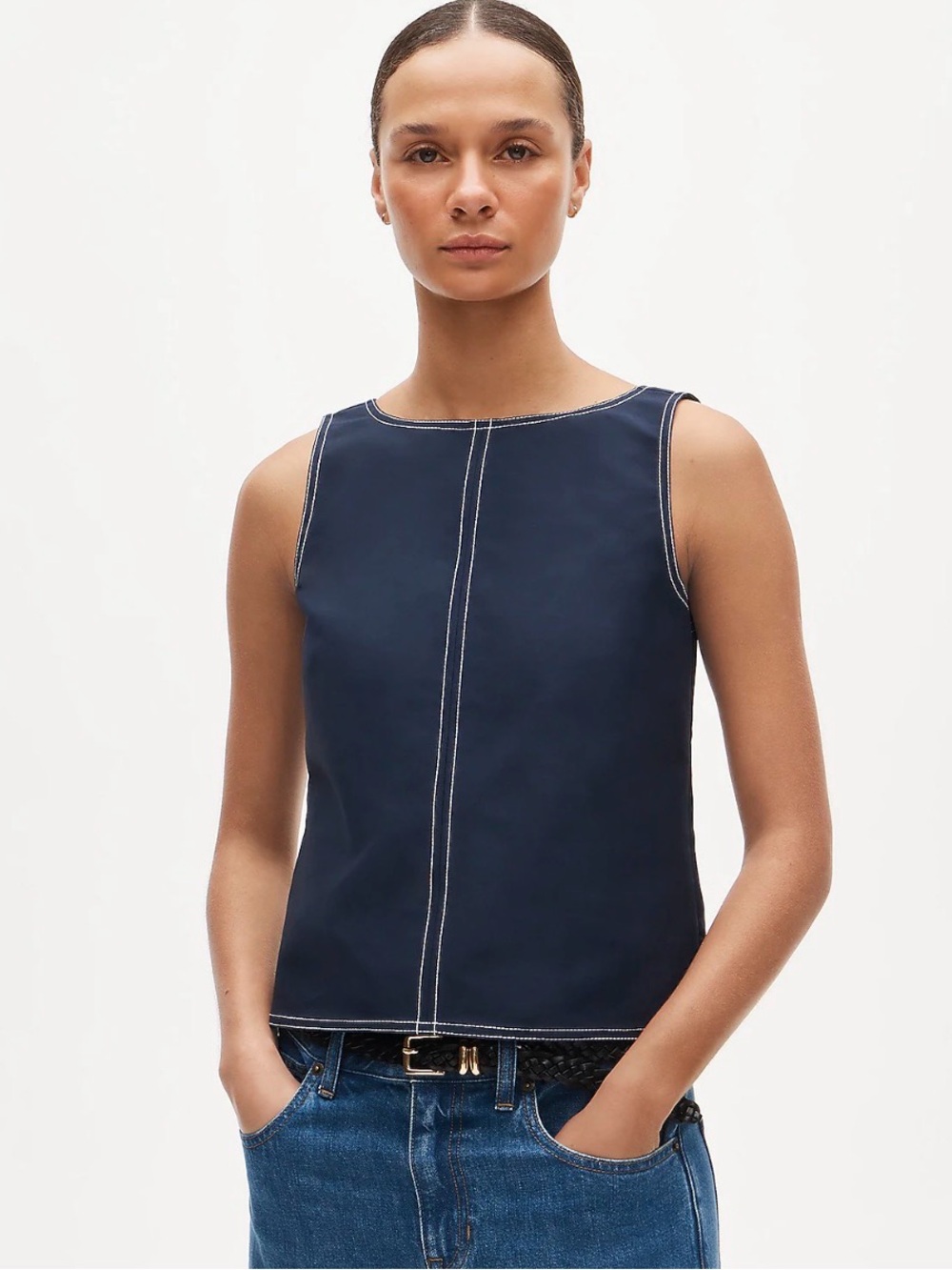 NWO J. Crew Contrast-stitch Shell Top size 0